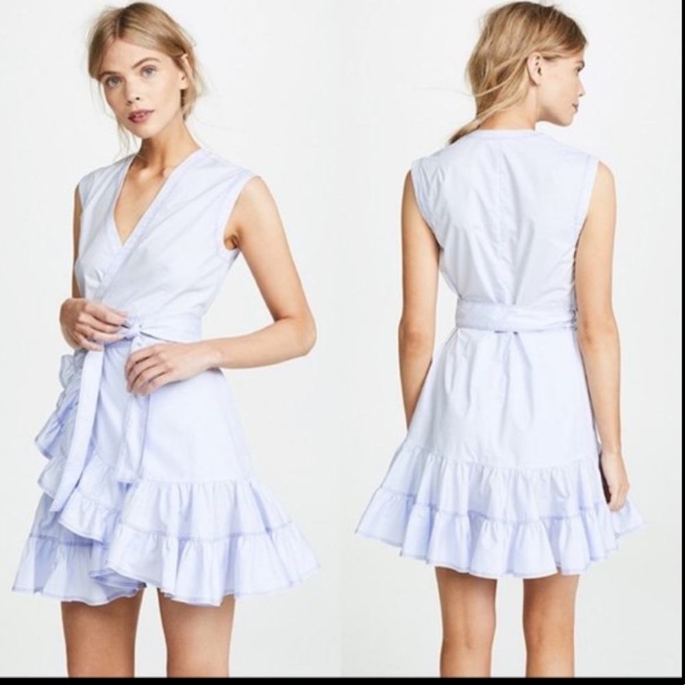 Rebecca Taylor Poplin Ruffle Wrap Dress